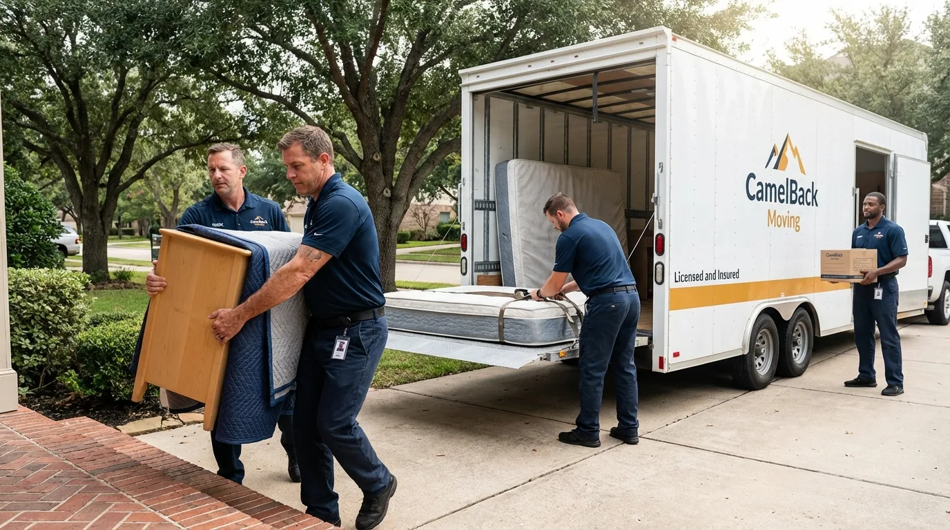 Crew loading residential truck for cross-state move from Captain Cook, HI